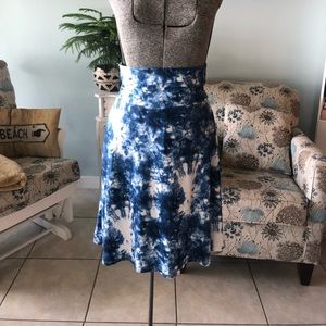 Blue and White Lularoe Tye Dye Skirt